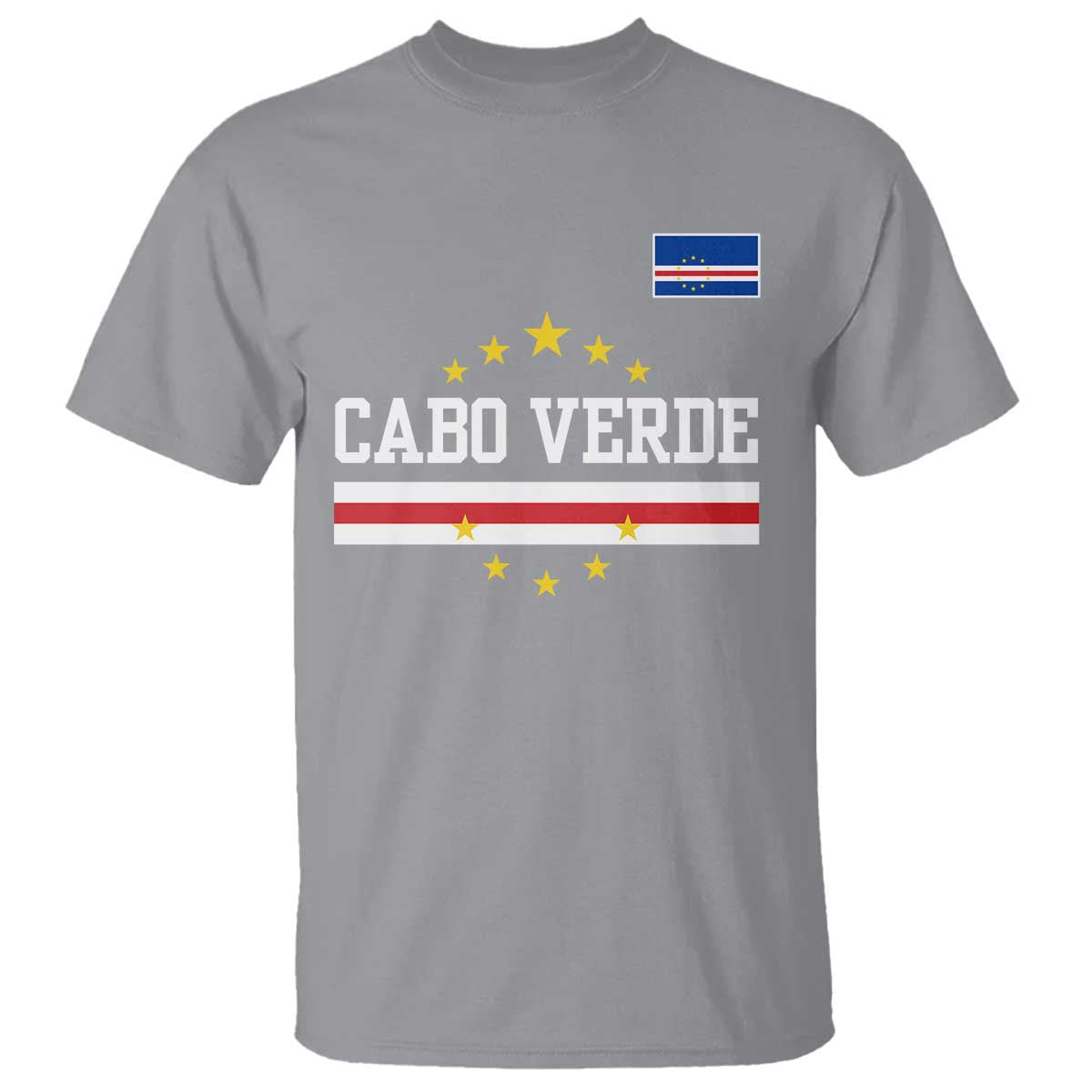 Cabo Verde Athletic Varsity Style T Shirt Cape Verde Flag Stars National Pride TS02 Sport Gray Print Your Wear
