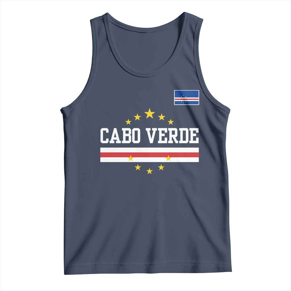 Cabo Verde Athletic Varsity Style Tank Top Cape Verde Flag Stars National Pride TS02 Navy Print Your Wear