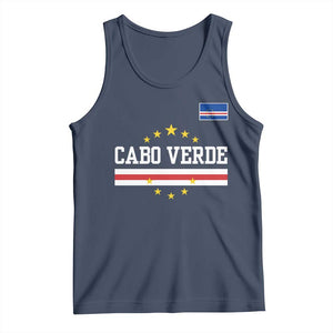 Cabo Verde Athletic Varsity Style Tank Top Cape Verde Flag Stars National Pride TS02 Navy Print Your Wear