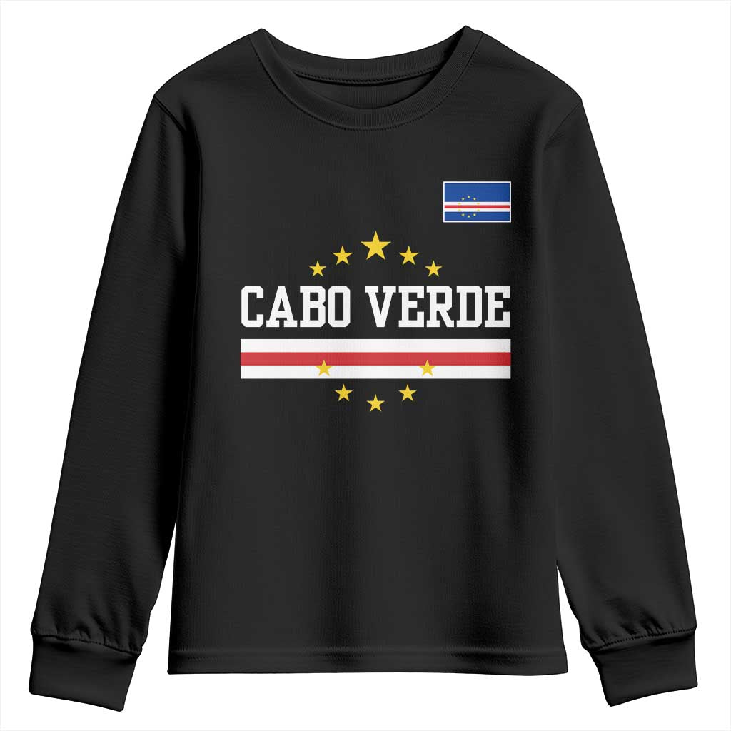 Cabo Verde Athletic Varsity Style Youth Sweatshirt Cape Verde Flag Stars National Pride TS02 Black Print Your Wear