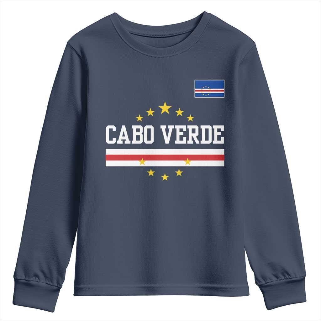 Cabo Verde Athletic Varsity Style Youth Sweatshirt Cape Verde Flag Stars National Pride TS02 Navy Print Your Wear