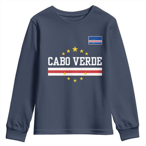 Cabo Verde Athletic Varsity Style Youth Sweatshirt Cape Verde Flag Stars National Pride TS02 Navy Print Your Wear