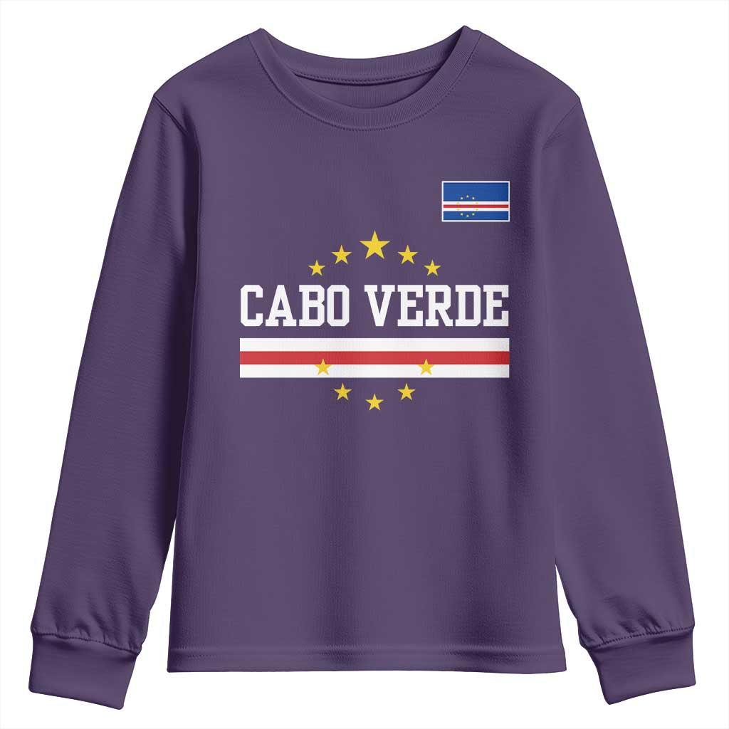 Cabo Verde Athletic Varsity Style Youth Sweatshirt Cape Verde Flag Stars National Pride TS02 Purple Print Your Wear