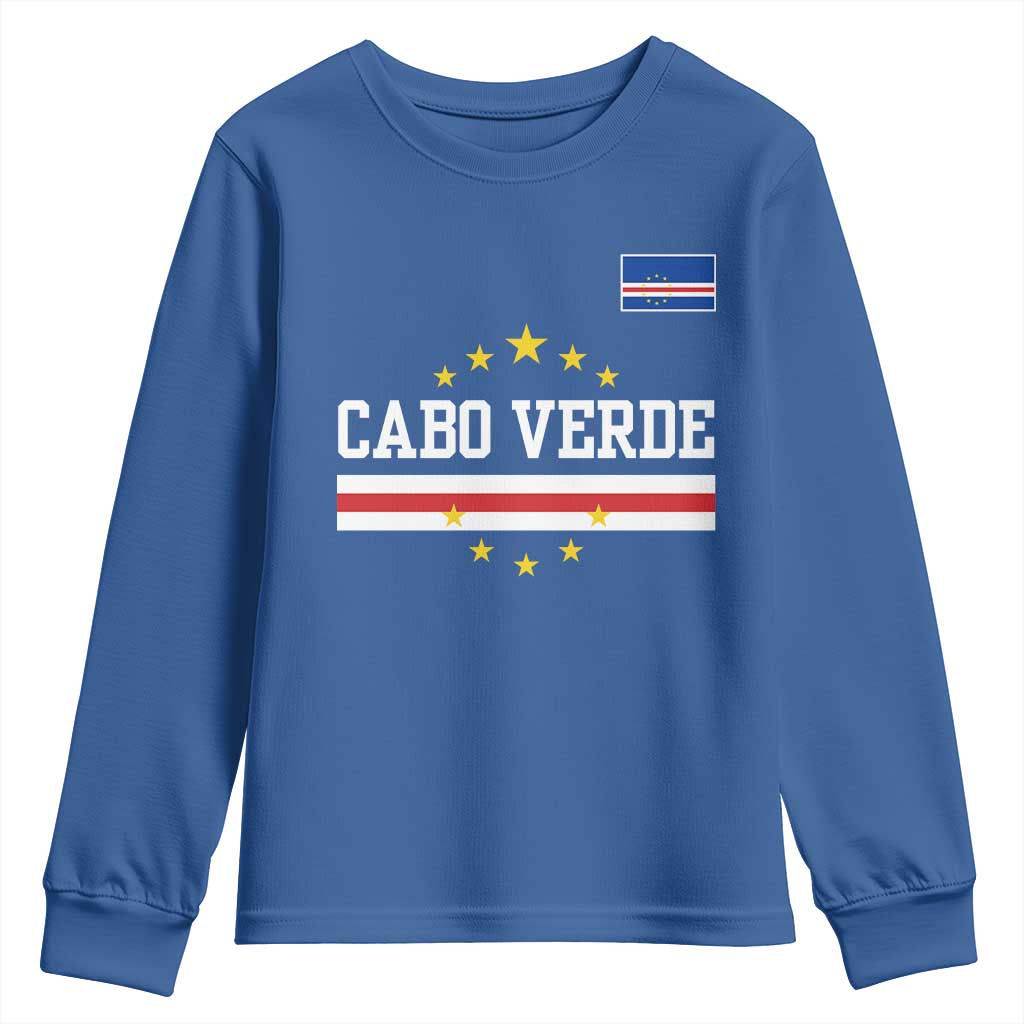 Cabo Verde Athletic Varsity Style Youth Sweatshirt Cape Verde Flag Stars National Pride TS02 Royal Blue Print Your Wear