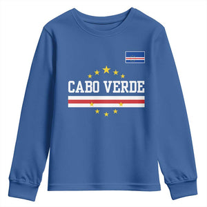 Cabo Verde Athletic Varsity Style Youth Sweatshirt Cape Verde Flag Stars National Pride TS02 Royal Blue Print Your Wear