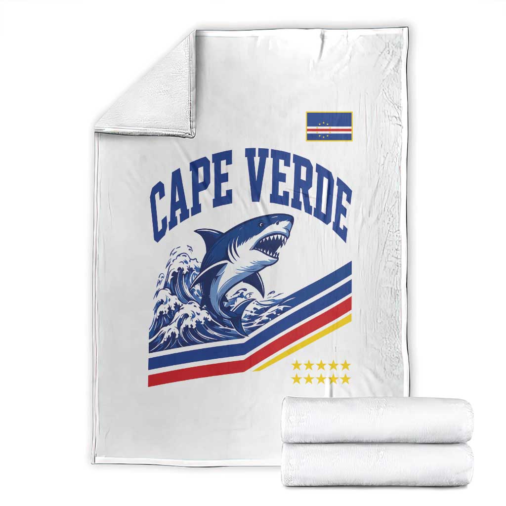 Cape Verde Blue Sharks Ocean Wave Graphic Throw Blanket Cabo Verde Pride Sports Fans TS02 White Print Your Wear