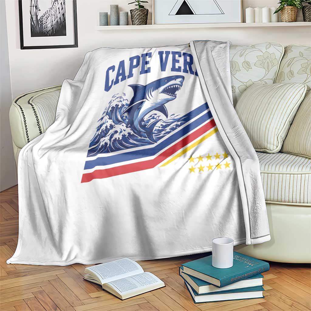 Cape Verde Blue Sharks Ocean Wave Graphic Throw Blanket Cabo Verde Pride Sports Fans TS02 Print Your Wear