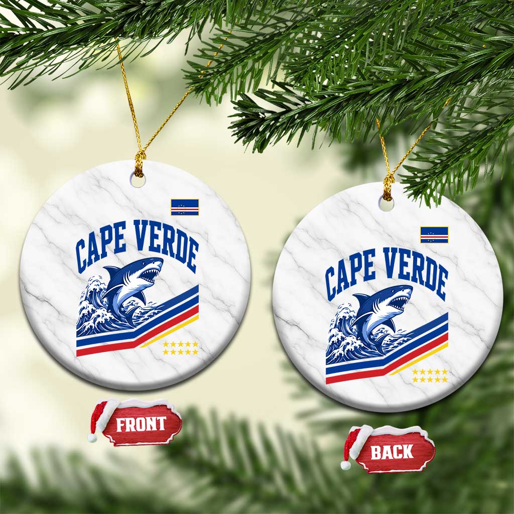 Cape Verde Blue Sharks Ocean Wave Graphic Ceramic Ornament Cabo Verde Pride Sports Fans TS02 1pc White Marble Print Your Wear