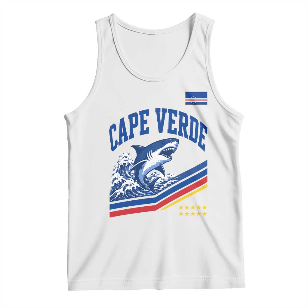 Cape Verde Blue Sharks Ocean Wave Graphic Tank Top Cabo Verde Pride Sports Fans TS02 White Print Your Wear