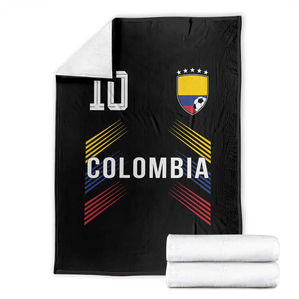 Colombia Soccer Sports Graphic Number 10 Jersey Style Throw Blanket Proud Colombian Football Fans Game Day Pride TS02 Black Print Your Wear