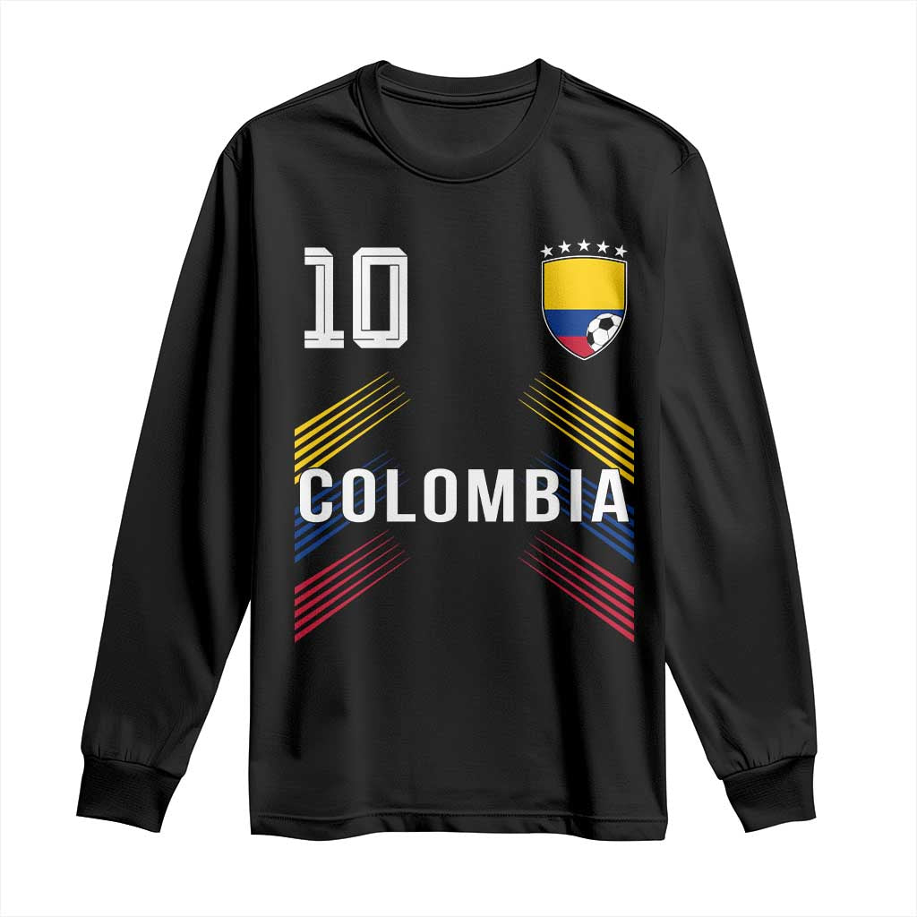 Colombia Soccer Sports Graphic Number 10 Jersey Style Long Sleeve Shirt Proud Colombian Football Fans Game Day Pride TS02 Black Print Your Wear