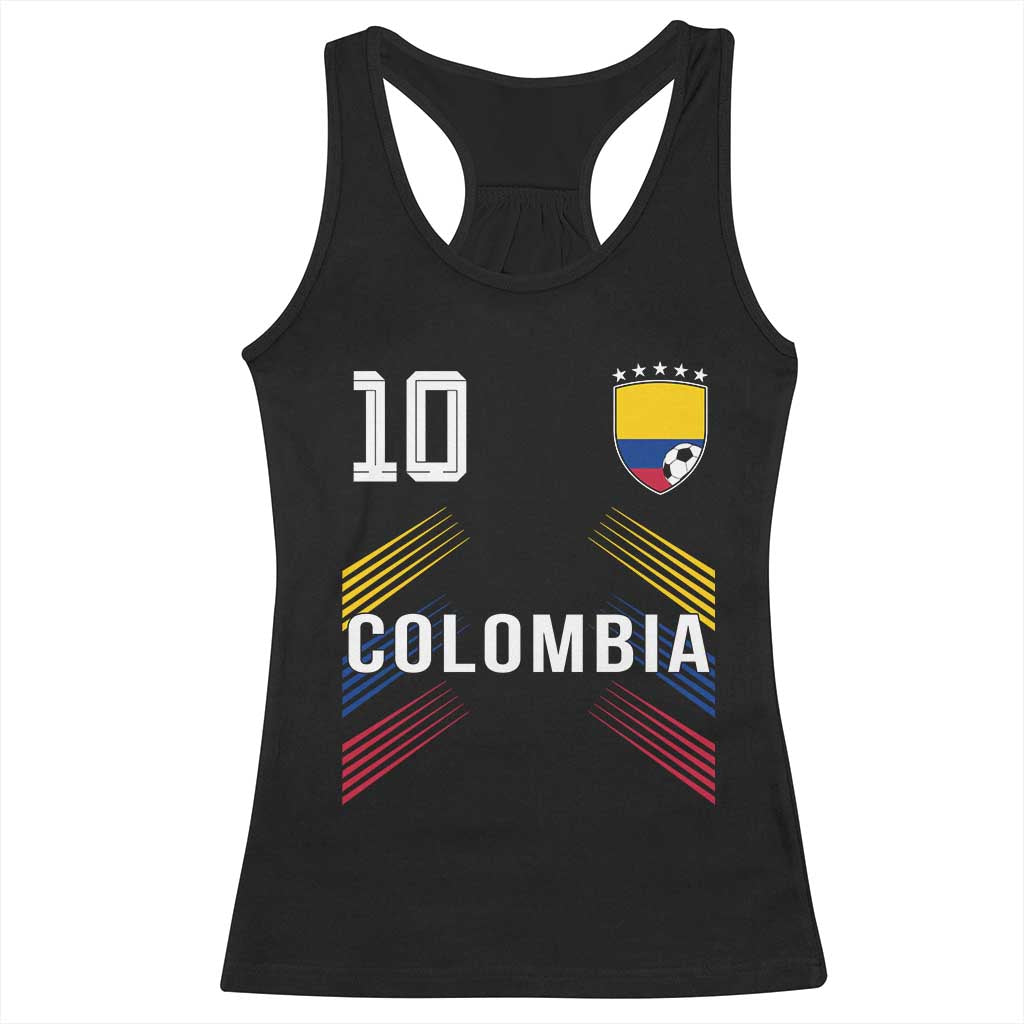 Colombia Soccer Sports Graphic Number 10 Jersey Style Racerback Tank Top Proud Colombian Football Fans Game Day Pride TS02 Black Print Your Wear