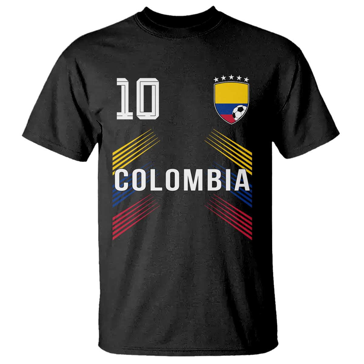 Colombia Soccer Sports Graphic Number 10 Jersey Style T Shirt Proud Colombian Football Fans Game Day Pride TS02 Black Print Your Wear