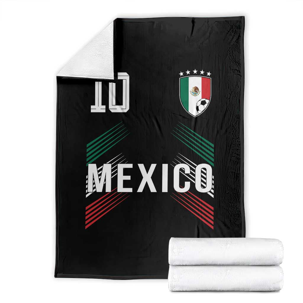 Mexico Soccer Sports Graphic Number 10 Jersey Style Throw Blanket Proud Mexican Football Fans Game Day Pride TS02 Black Print Your Wear