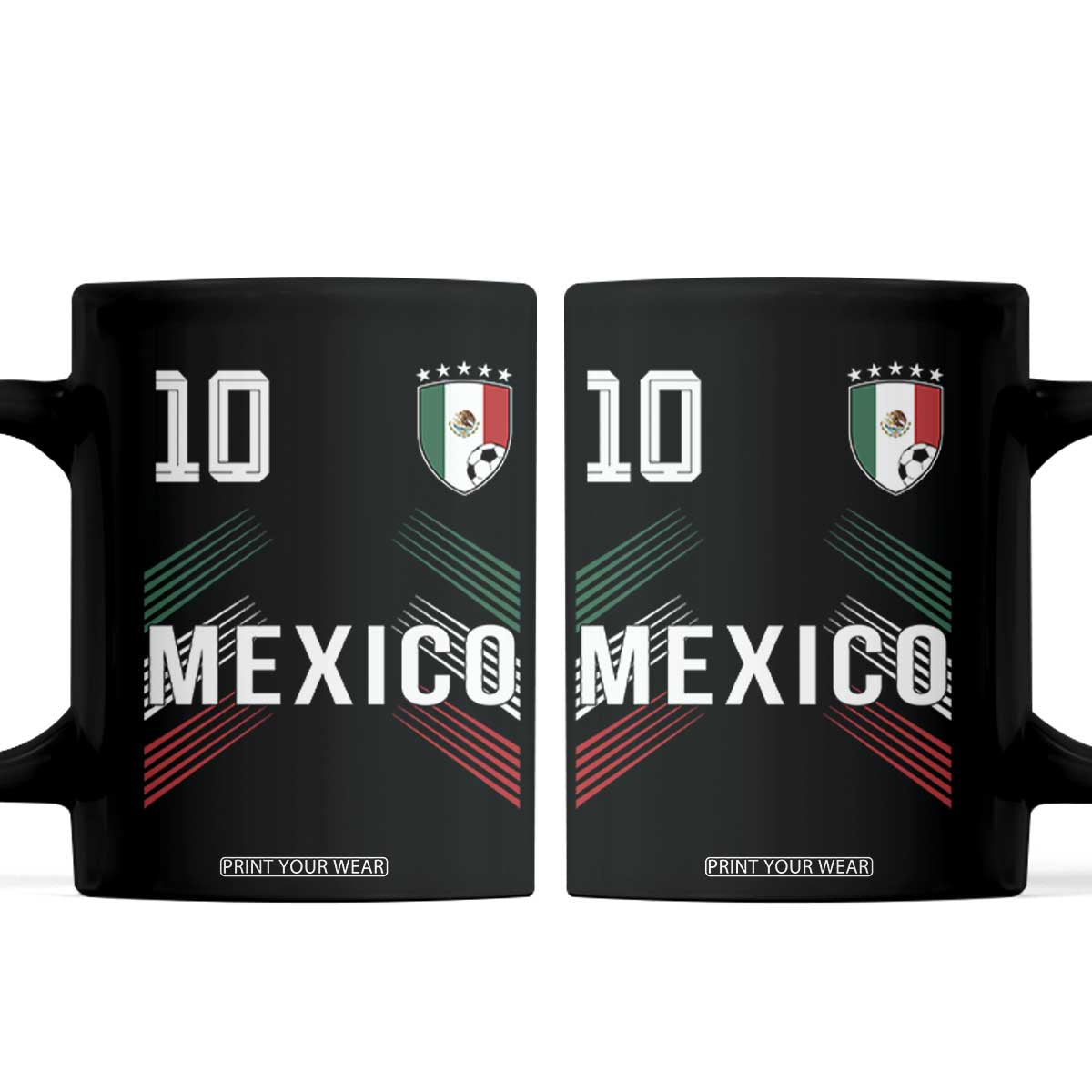 Mexico Soccer Sports Graphic Number 10 Jersey Style Coffee Mug Proud Mexican Football Fans Game Day Pride TS02 Black Print Your Wear