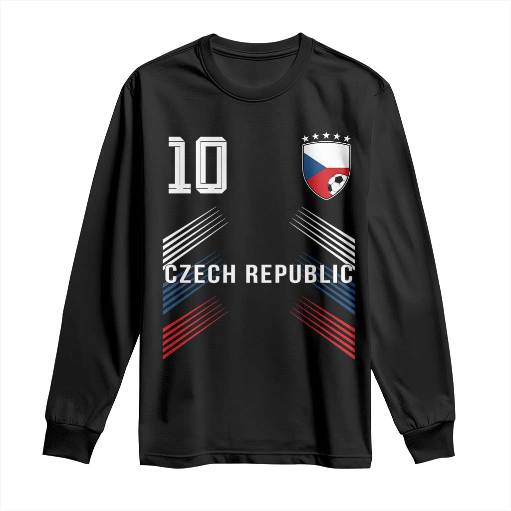 Czech Republic Soccer Sports Graphic Number 10 Jersey Style Long Sleeve Shirt Proud Czechia Football Fans Game Day Pride TS02 Black Print Your Wear