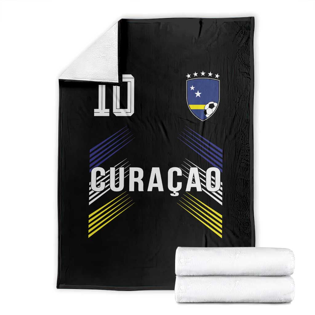 Curacao Soccer Sports Graphic Number 10 Jersey Style Throw Blanket Proud Curaçaoans Football Fans Game Day Pride TS02 Black Print Your Wear