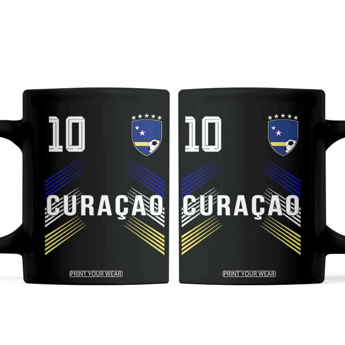 Curacao Soccer Sports Graphic Number 10 Jersey Style Coffee Mug Proud Curaçaoans Football Fans Game Day Pride TS02 Black Print Your Wear
