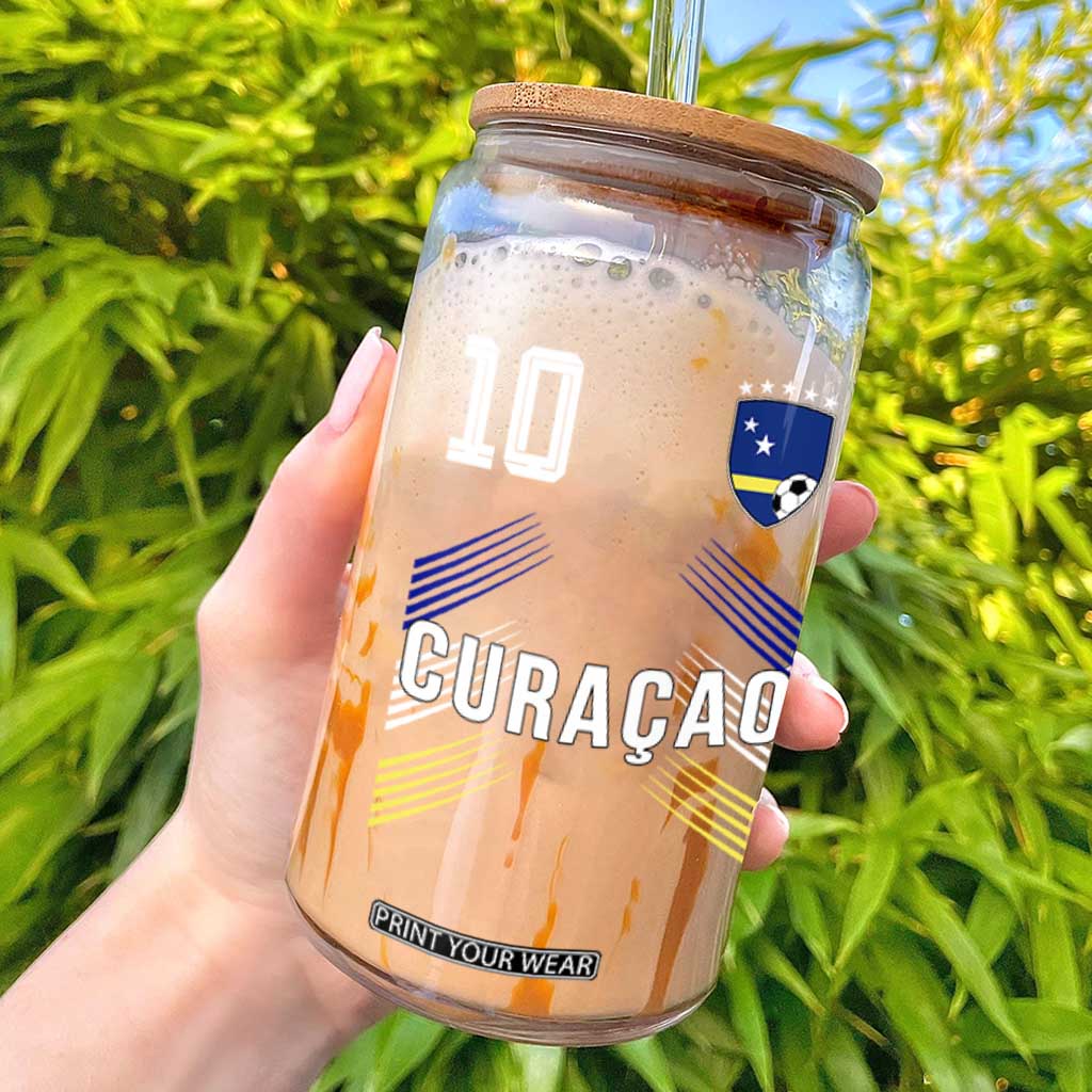 Curacao Soccer Sports Graphic Number 10 Jersey Style Glass Can Proud Curaçaoans Football Fans Game Day Pride TS02 Black Print Your Wear