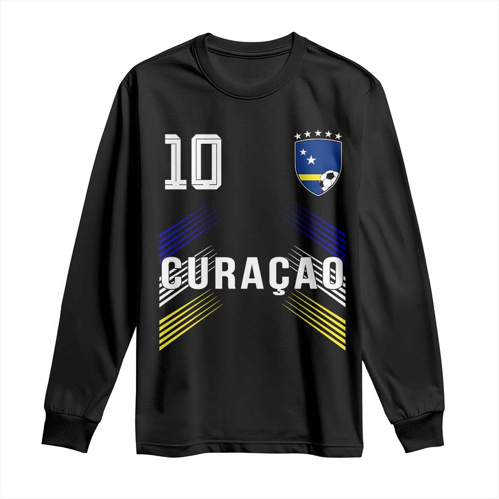 Curacao Soccer Sports Graphic Number 10 Jersey Style Long Sleeve Shirt Proud Curaçaoans Football Fans Game Day Pride TS02 Black Print Your Wear