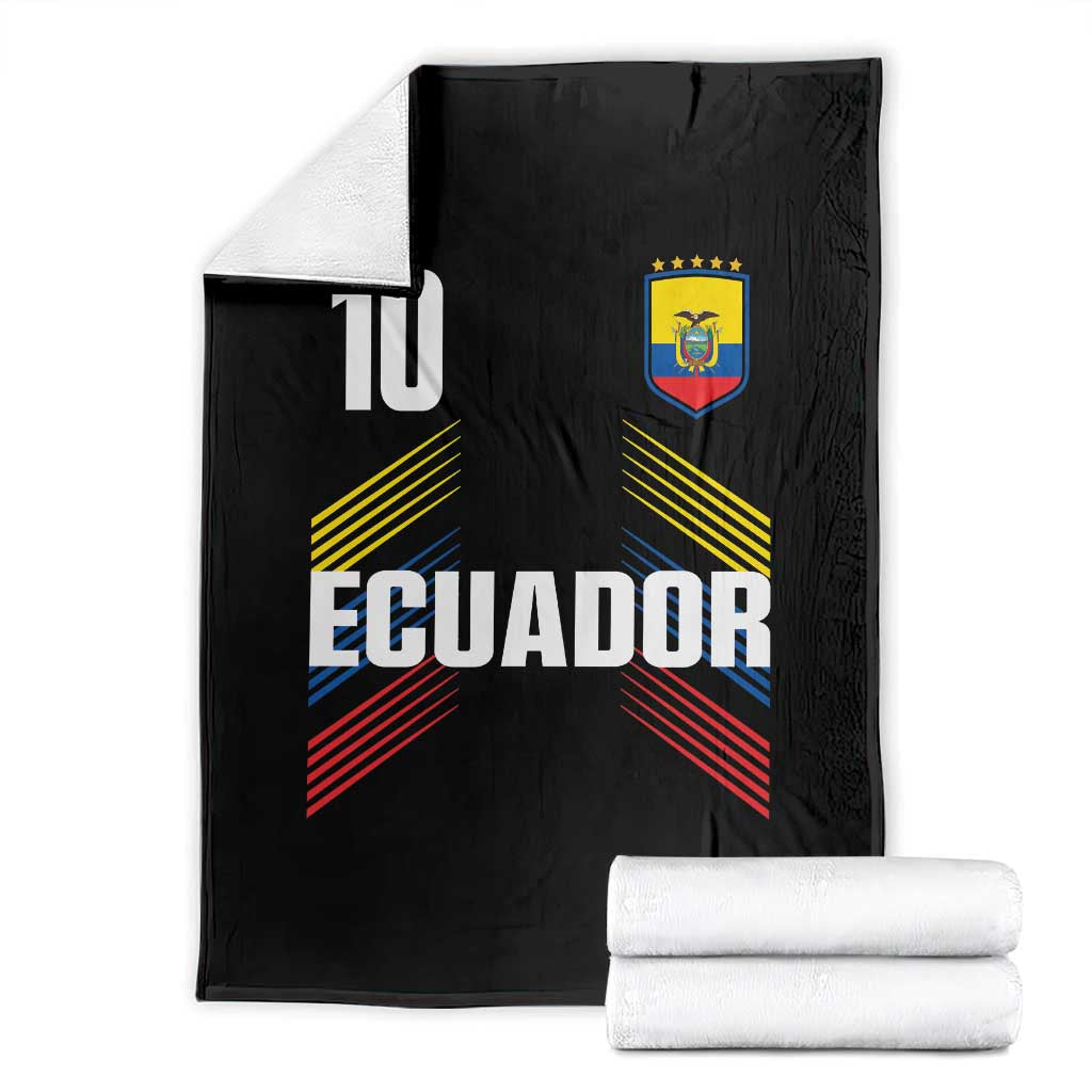 Ecuador Soccer Sports Graphic Number 10 Jersey Style Throw Blanket Proud Ecuadorian Football Fans Game Day Pride TS02 Black Print Your Wear