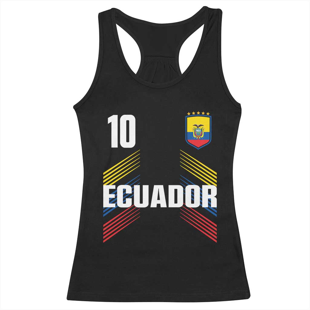 Ecuador Soccer Sports Graphic Number 10 Jersey Style Racerback Tank Top Proud Ecuadorian Football Fans Game Day Pride TS02 Black Print Your Wear