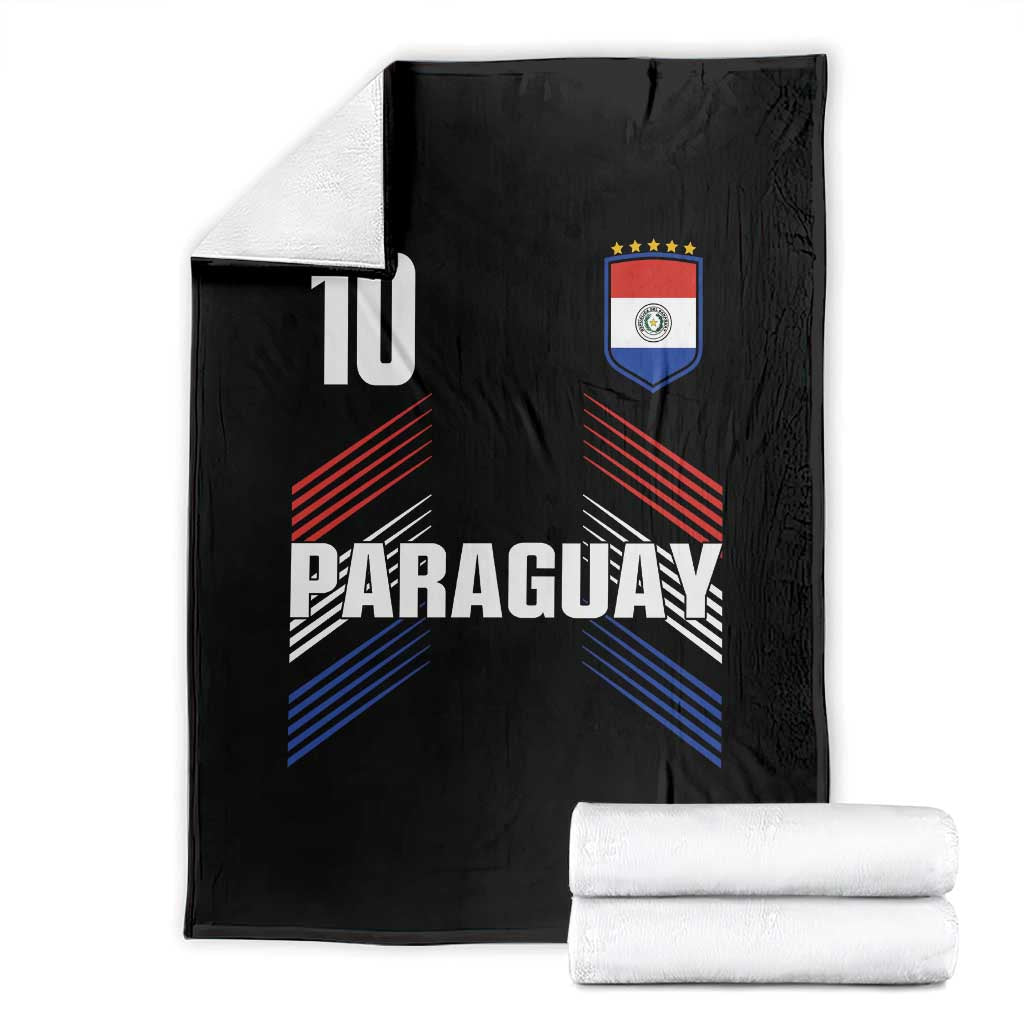 Paraguay Soccer Sports Graphic Number 10 Jersey Style Throw Blanket Proud Paraguayan Football Fans Game Day Pride TS02 Black Print Your Wear
