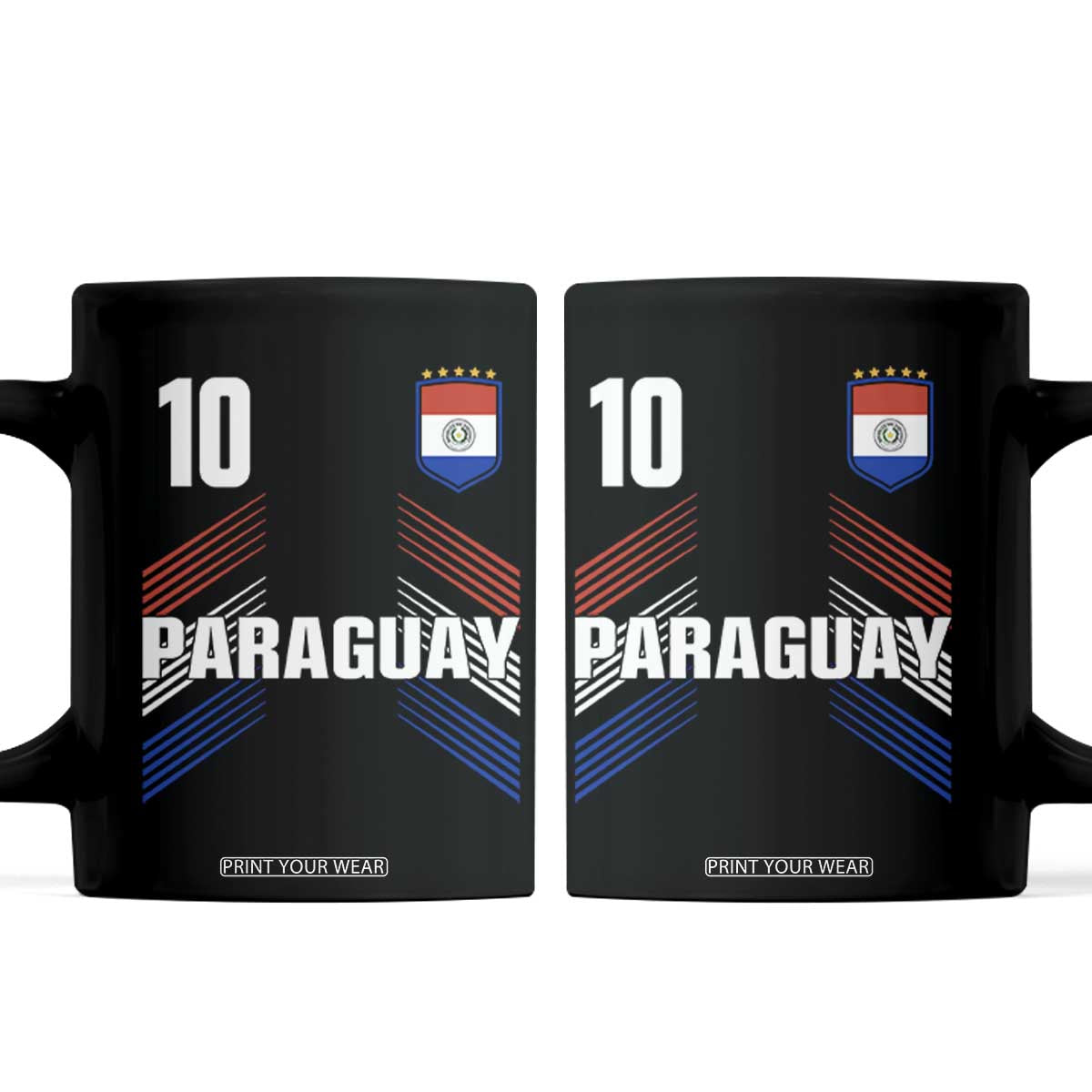 Paraguay Soccer Sports Graphic Number 10 Jersey Style Coffee Mug Proud Paraguayan Football Fans Game Day Pride TS02 Black Print Your Wear