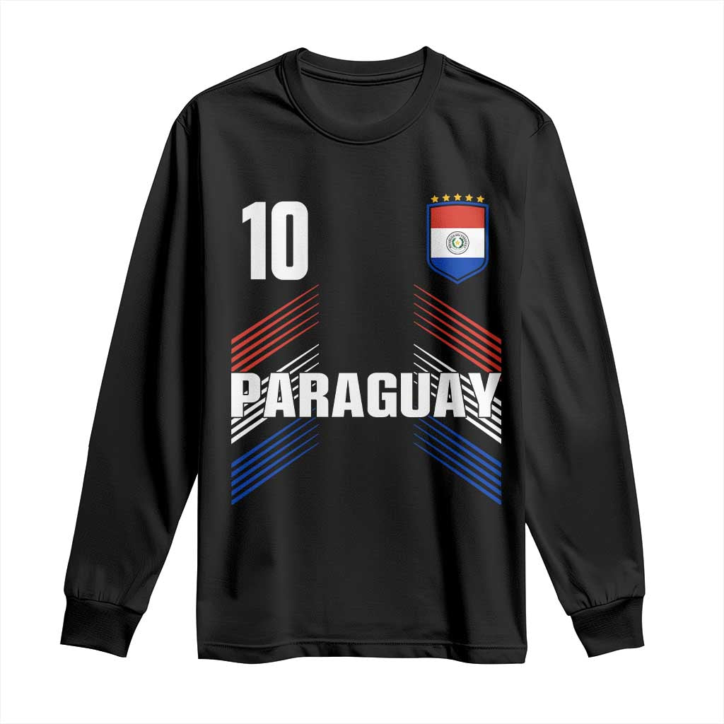 Paraguay Soccer Sports Graphic Number 10 Jersey Style Long Sleeve Shirt Proud Paraguayan Football Fans Game Day Pride TS02 Black Print Your Wear