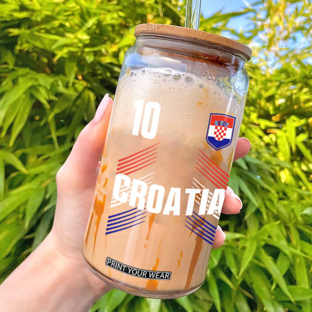 Croatia Soccer Sports Graphic Number 10 Jersey Style Glass Can Proud Croatian Football Fans Game Day Pride TS02 Black Print Your Wear