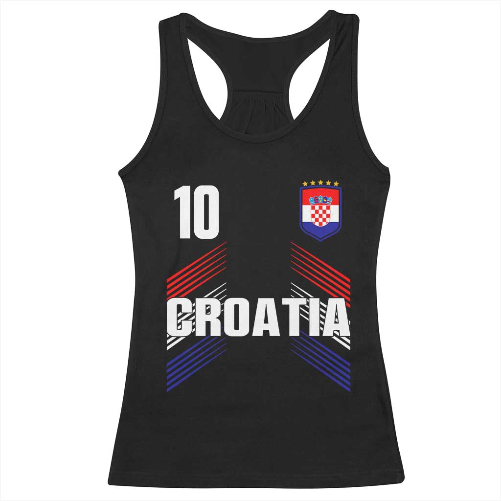 Croatia Soccer Sports Graphic Number 10 Jersey Style Racerback Tank Top Proud Croatian Football Fans Game Day Pride TS02 Black Print Your Wear
