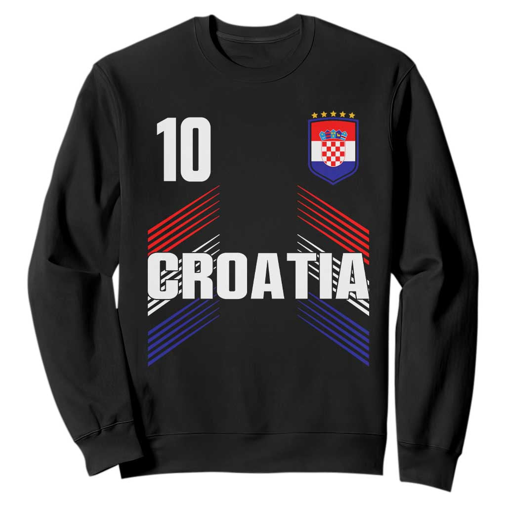 Croatia Soccer Sports Graphic Number 10 Jersey Style Sweatshirt Proud Croatian Football Fans Game Day Pride TS02 Black Print Your Wear
