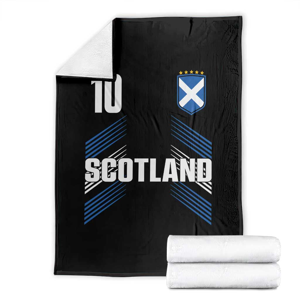 Scotland Soccer Sports Graphic Number 10 Jersey Style Throw Blanket Proud Scottish Football Fans Game Day Pride TS02 Black Print Your Wear