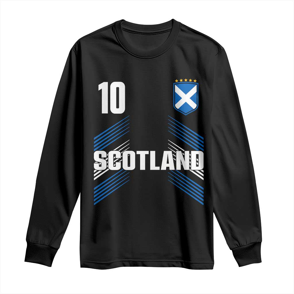 Scotland Soccer Sports Graphic Number 10 Jersey Style Long Sleeve Shirt Proud Scottish Football Fans Game Day Pride TS02 Black Print Your Wear