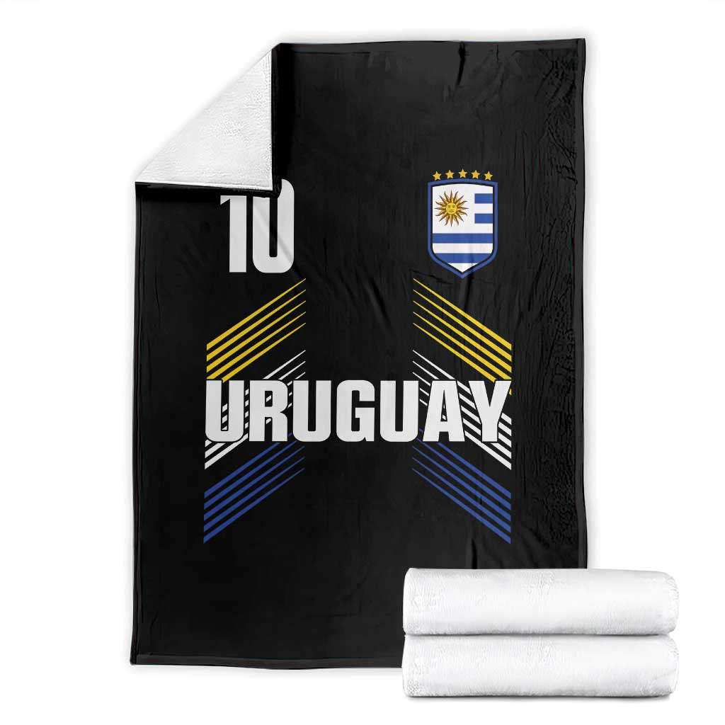 Uruguay Soccer Sports Graphic Number 10 Jersey Style Throw Blanket Proud Uruguayan Football Fans Game Day Pride TS02 Black Print Your Wear