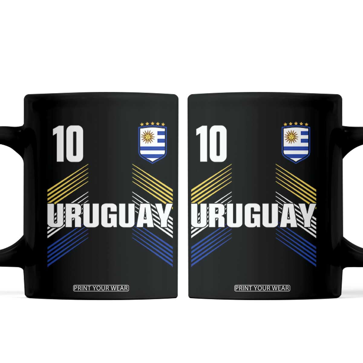 Uruguay Soccer Sports Graphic Number 10 Jersey Style Coffee Mug Proud Uruguayan Football Fans Game Day Pride TS02 Black Print Your Wear
