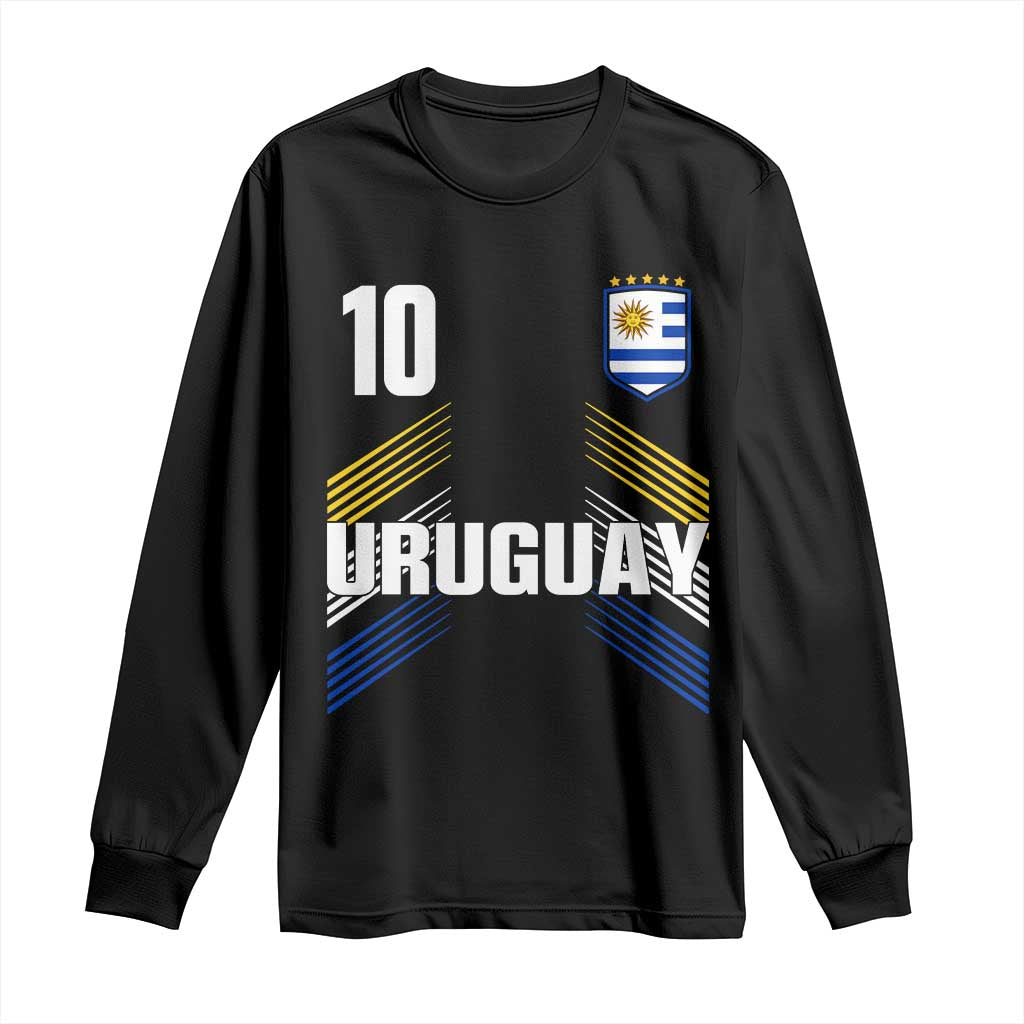 Uruguay Soccer Sports Graphic Number 10 Jersey Style Long Sleeve Shirt Proud Uruguayan Football Fans Game Day Pride TS02 Black Print Your Wear