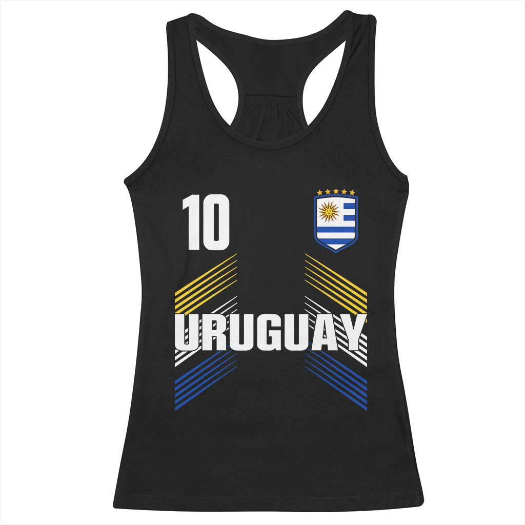 Uruguay Soccer Sports Graphic Number 10 Jersey Style Racerback Tank Top Proud Uruguayan Football Fans Game Day Pride TS02 Black Print Your Wear