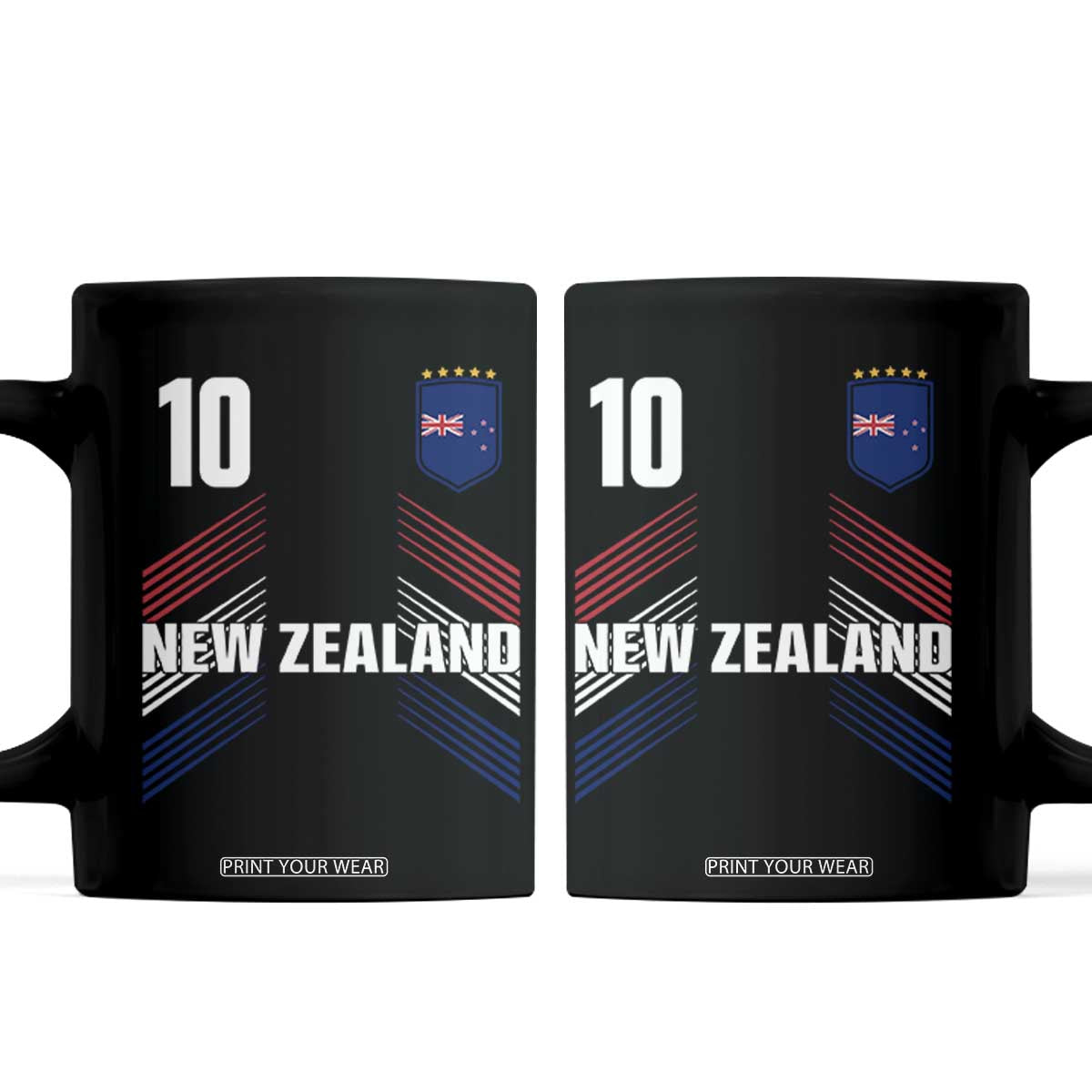 New Zealand Soccer Sports Graphic Number 10 Jersey Style Coffee Mug Proud Kiwis Football Fans Game Day Pride TS02 Black Print Your Wear