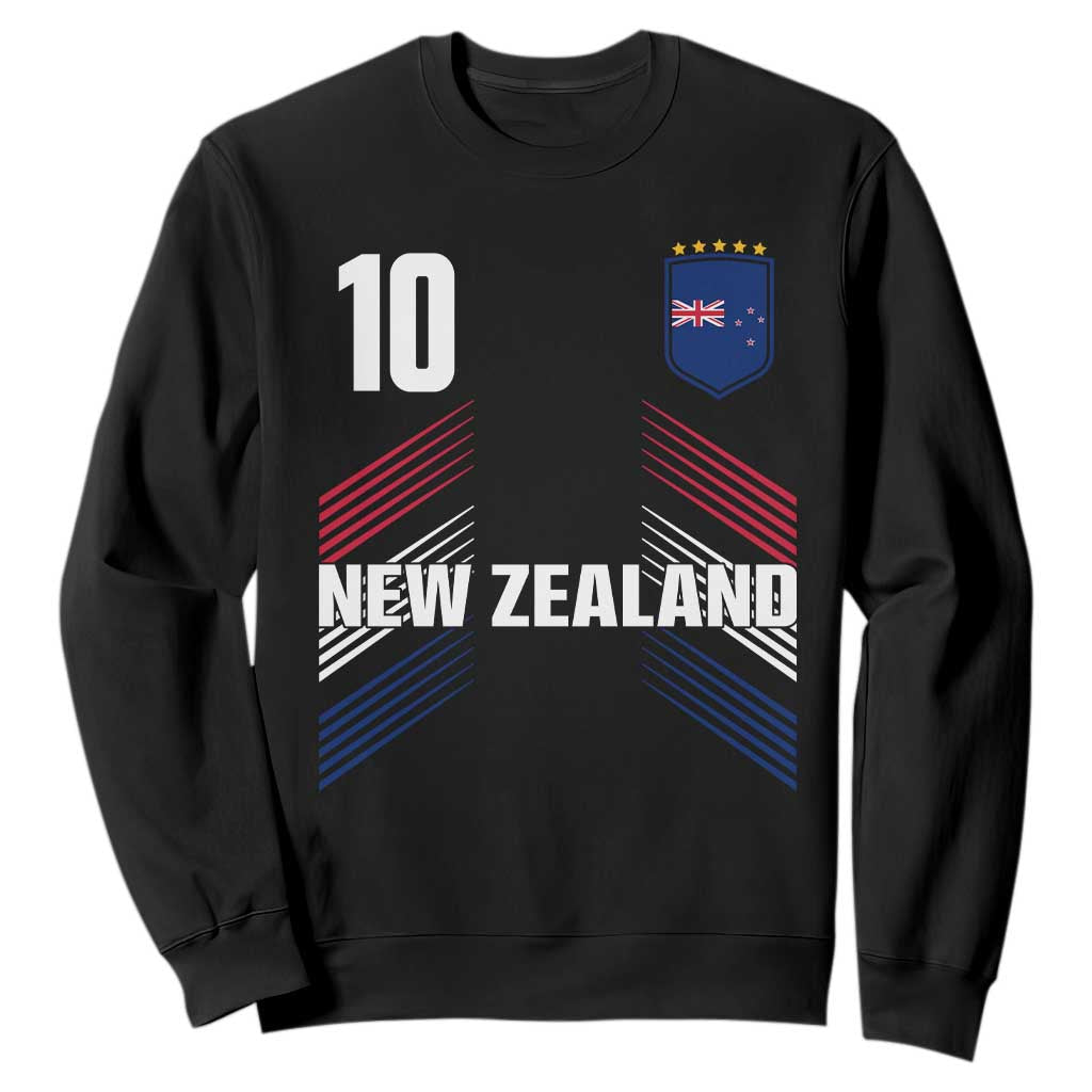 New Zealand Soccer Sports Graphic Number 10 Jersey Style Sweatshirt Proud Kiwis Football Fans Game Day Pride TS02 Black Print Your Wear