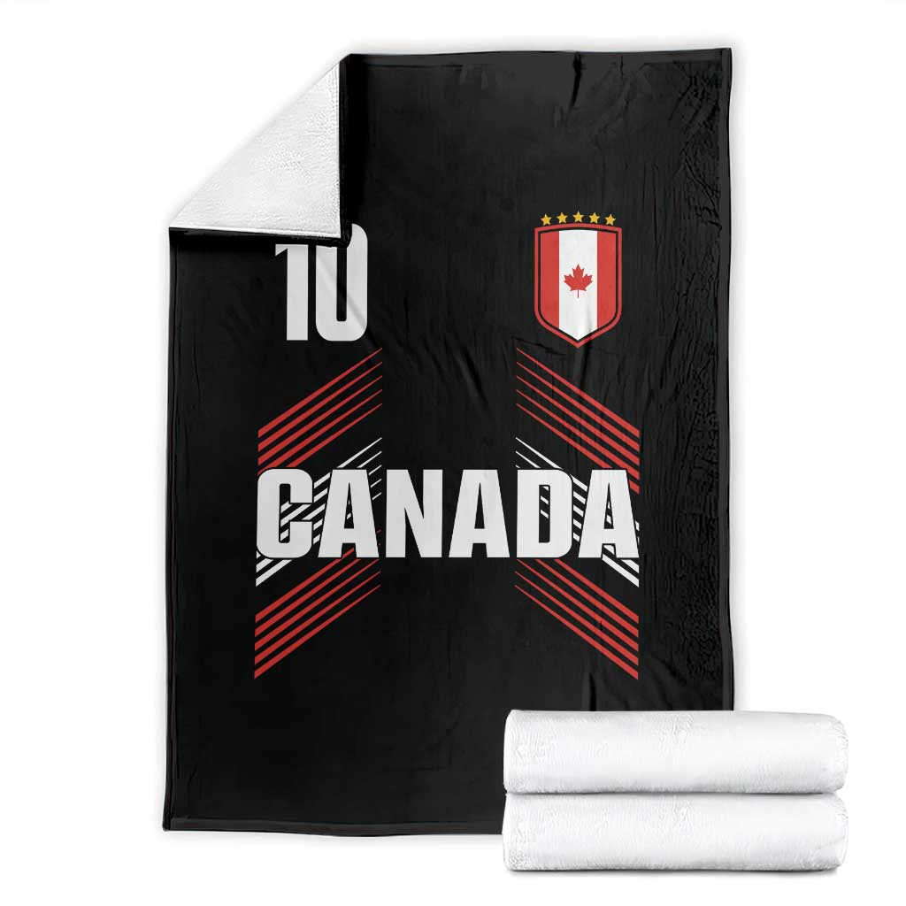 Canada Soccer Sports Graphic Number 10 Jersey Style Throw Blanket Proud Canadian Football Fans Game Day Pride TS02 Black Print Your Wear