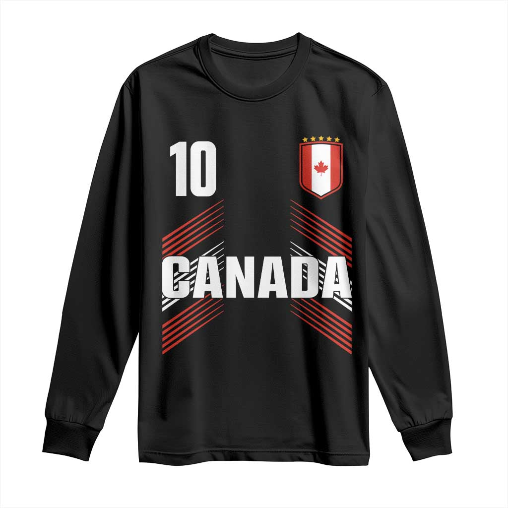 Canada Soccer Sports Graphic Number 10 Jersey Style Long Sleeve Shirt Proud Canadian Football Fans Game Day Pride TS02 Black Print Your Wear