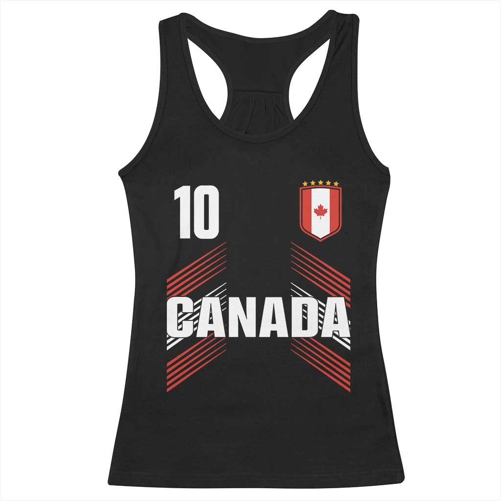 Canada Soccer Sports Graphic Number 10 Jersey Style Racerback Tank Top Proud Canadian Football Fans Game Day Pride TS02 Black Print Your Wear