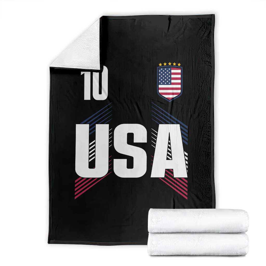 USA Soccer Sports Graphic Number 10 Jersey Style Throw Blanket Proud Fans Game Day Pride TS02 Black Print Your Wear