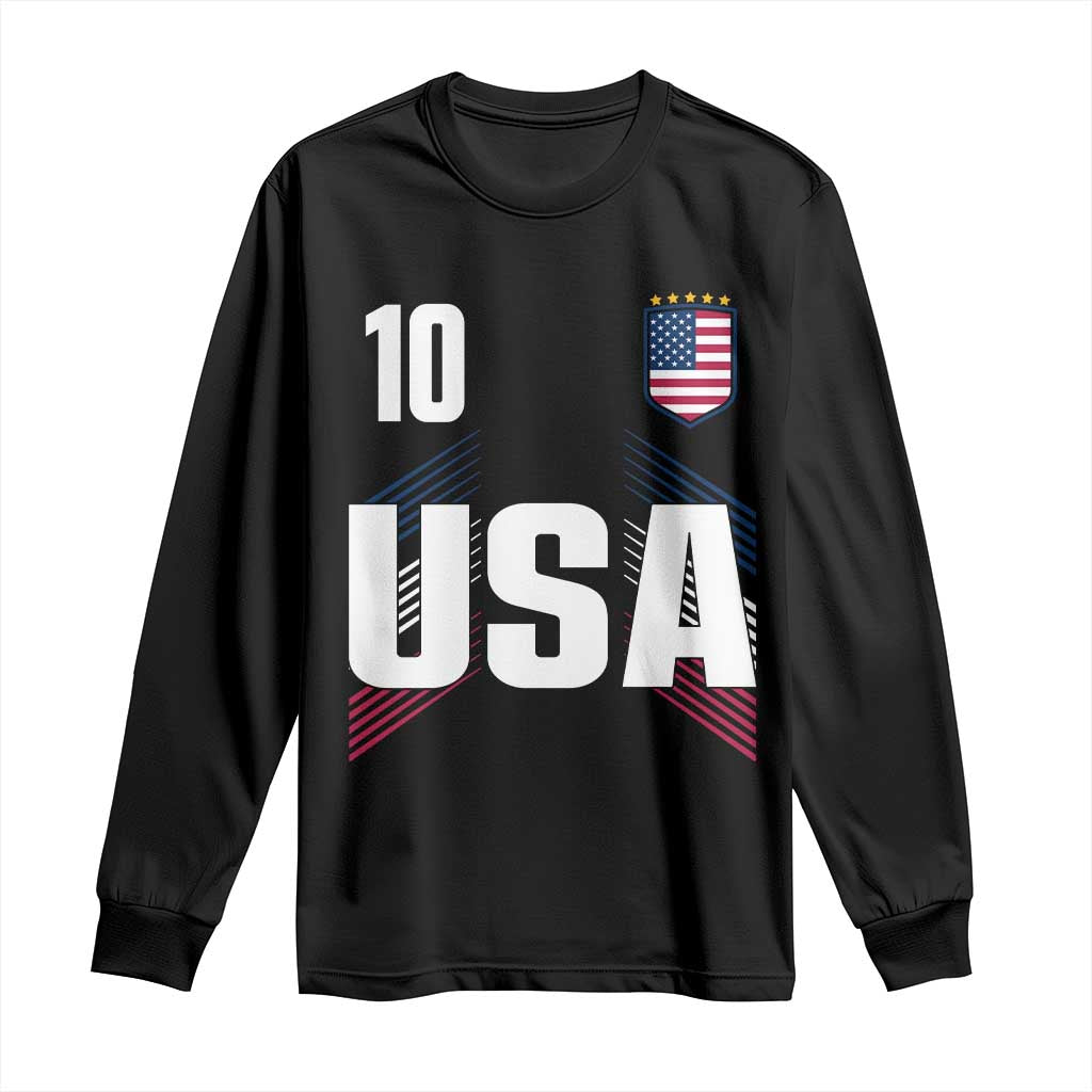 USA Soccer Sports Graphic Number 10 Jersey Style Long Sleeve Shirt Proud Fans Game Day Pride TS02 Black Print Your Wear
