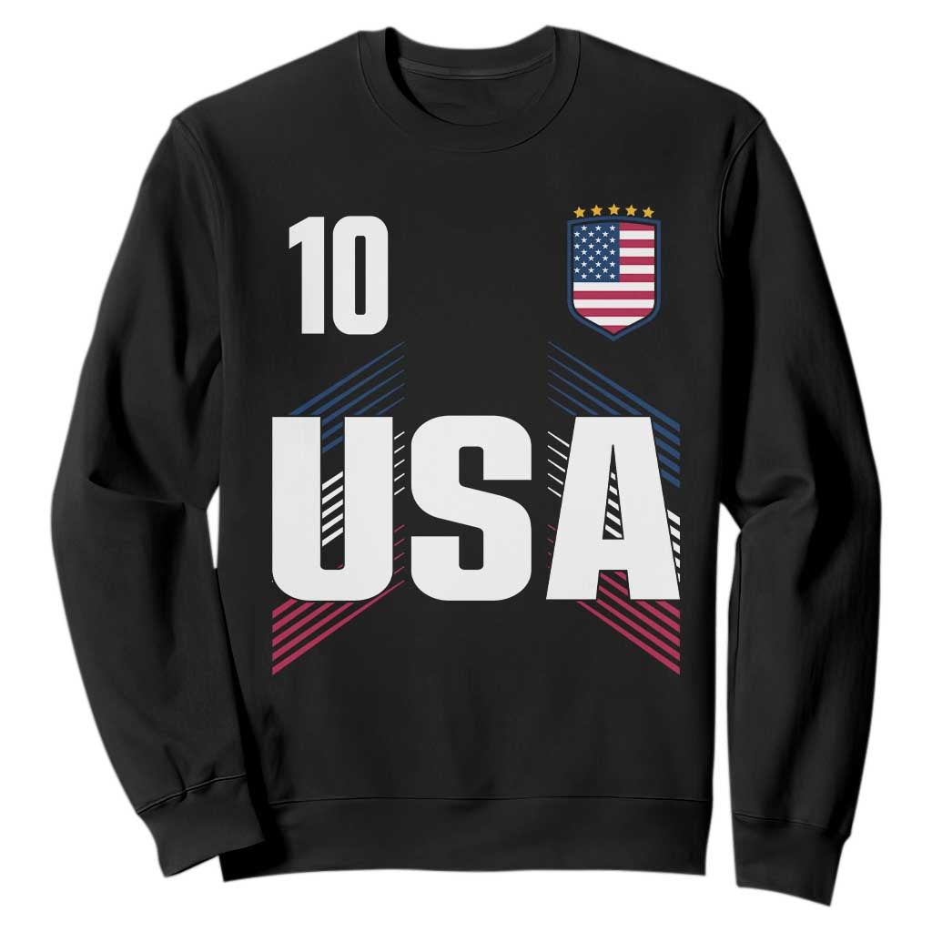 USA Soccer Sports Graphic Number 10 Jersey Style Sweatshirt Proud Fans Game Day Pride TS02 Black Print Your Wear