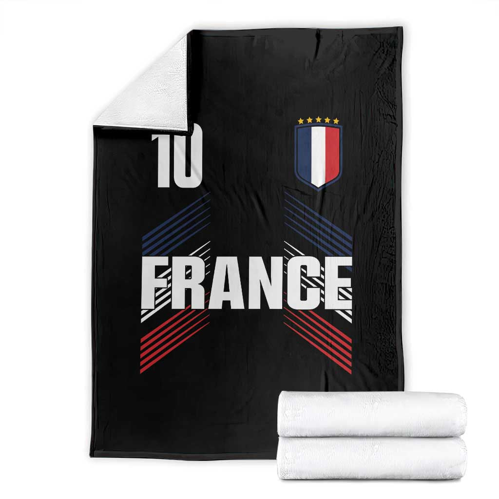 France Soccer Sports Graphic Number 10 Jersey Style Throw Blanket Proud French Football Fans Game Day Pride TS02 Black Print Your Wear