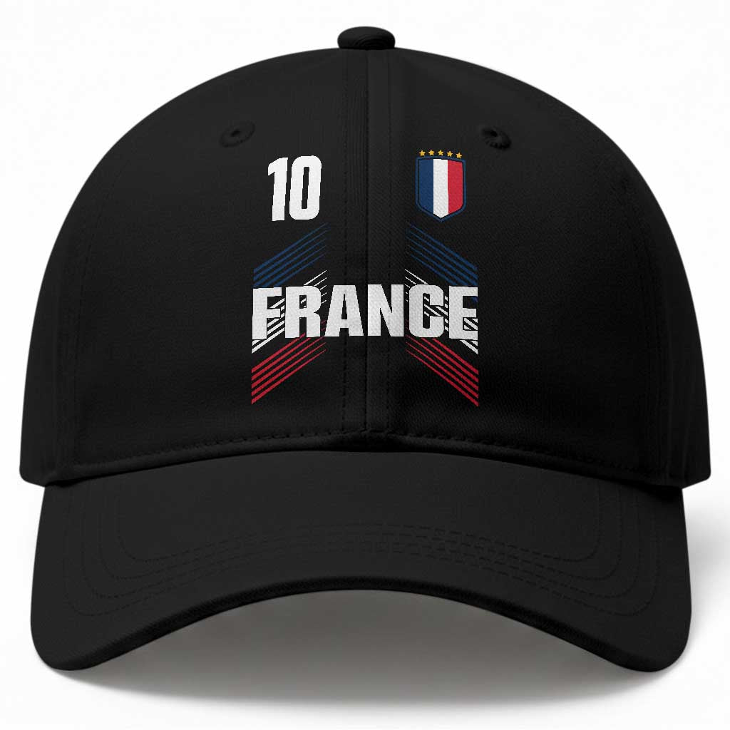 France Soccer Sports Graphic Number 10 Jersey Style Baseball Cap Proud French Football Fans Game Day Pride TS02 Print Your Wear
