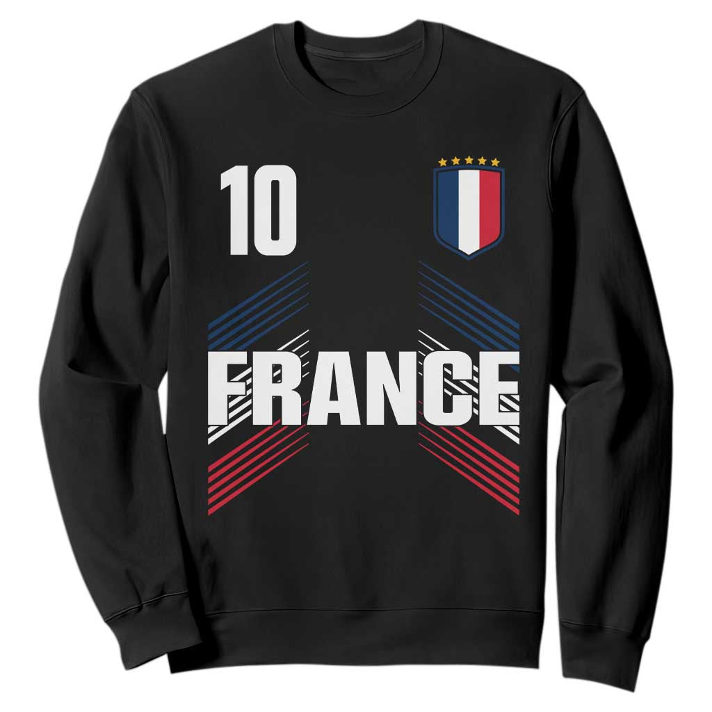 France Soccer Sports Graphic Number 10 Jersey Style Sweatshirt Proud French Football Fans Game Day Pride TS02 Black Print Your Wear
