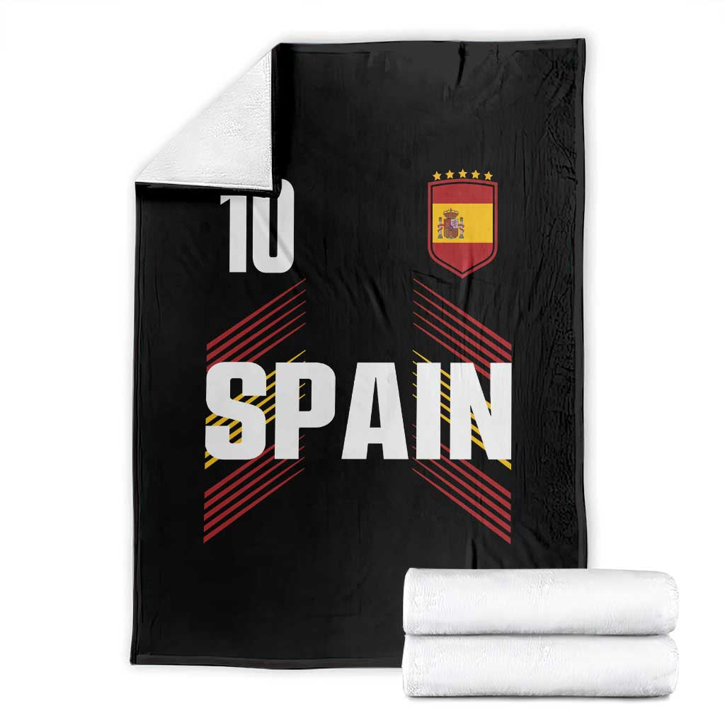 Spain Soccer Sports Graphic Number 10 Jersey Style Throw Blanket Proud Spanish Football Fans Game Day Pride TS02 Black Print Your Wear
